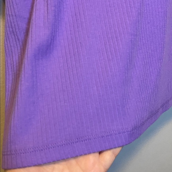 Talbots Lace Trim V-Neck Tee NWT Women’s 2X Purple Short Sleeve Ribbed Shirt - Picture 10 of 13